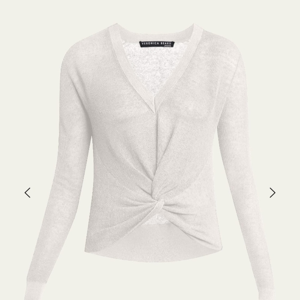 Veronica Beard Soren V-Neck Twisted-Hem Sweater